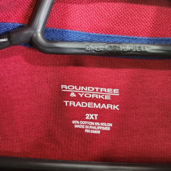 Mens Red Roundtree & Yorke Pullover Sweatshirt 1/2 Zip Long Sleeve Size 2XT - Picture 6 of 10